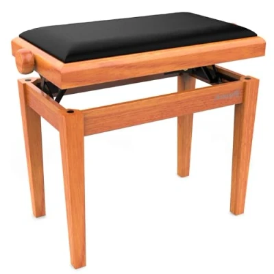 Imagen de Audibax KB600 Oak Banqueta para Piano o Teclado Banco Plegable de Gran Resistencia Ajustable en Altura 47,5 a 56,5 cm Taburete Acolchado Fabricado Madera