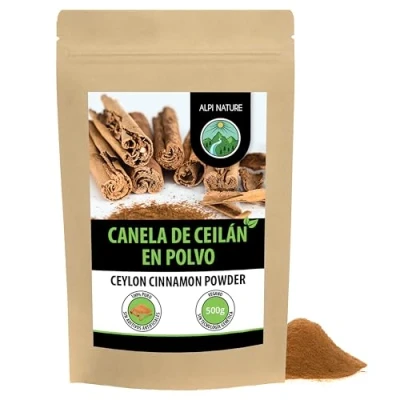 Imagen de Canela de Ceilán en polvo (500g), Ceylan, especia 100% natural, suavemente secada y molida, vegana sin aditivos