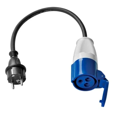 Imagen de feletec Adaptador CEE Schuko a Enchufe 35 cm Cable para Autocaravana, Camping y Caravana IP44, H07RN F 3G2,5, 230V/16A
