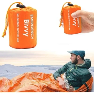 Imagen de LATTCURE Saco de Dormir Emergencia, Mantas termica Aluminio, Supervivencia Manta Rescate, Emergencia Reutilizable,Manta Supervivencia(Naranja)