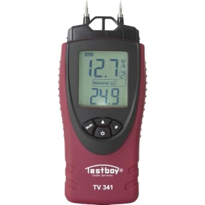 Imagen de Testboy TV 341 medidor de humedad (medición del contenido en materiales construcción, puntas medición integras, apagado automático, unidad autocomprobación integrada), rojo/negro