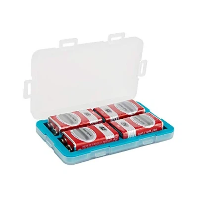 Imagen de JJC Funda de batería a prueba humedad para 4 baterías recargables 9 V, caja almacenamiento baterías, estuche organizador