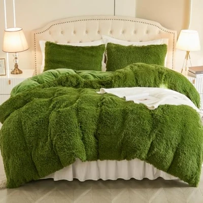 Imagen de EMME juego de ropa cama felpa, 135 x 200 cm, franela mullida, para y suave 1 funda almohada 80 color turquesa