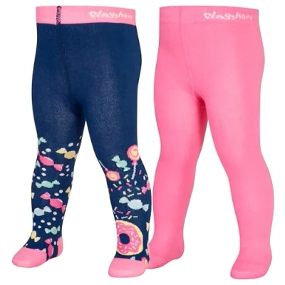 Imagen de Playshoes Tights Candy 2 PACK Medias para niños, Talla: 7 8a, Navy/lightpink