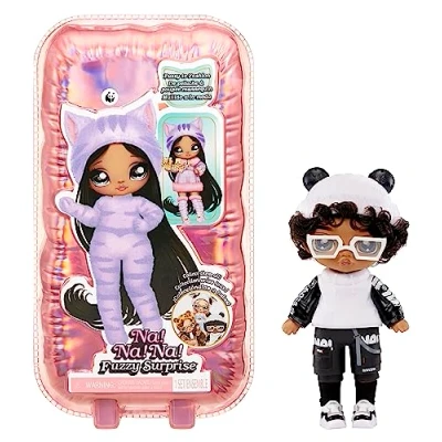 Imagen de Na! Surprise Fuzzy Serie 1 Peter Panda Muñeca de moda articulable 18 cm Inspirada en una vaca, cuerpo flocado, gorro, gafas, traje y zapatos Juguete para niños niñas 4+ años