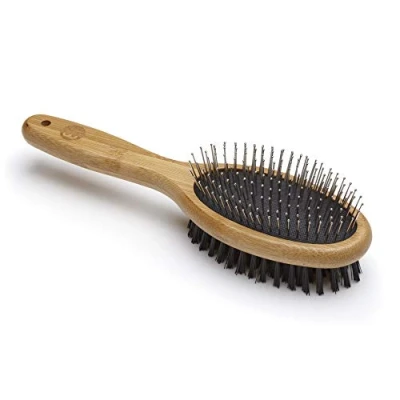 Imagen de Mikki Cepillo Combinado Hecho de Bambú para Eliminar el Pelo Durante la Muda Mediante un Masaje Corto y Medio., Perros Gatos, Acicalar Pelajes Desaliñados, Grande 110 g