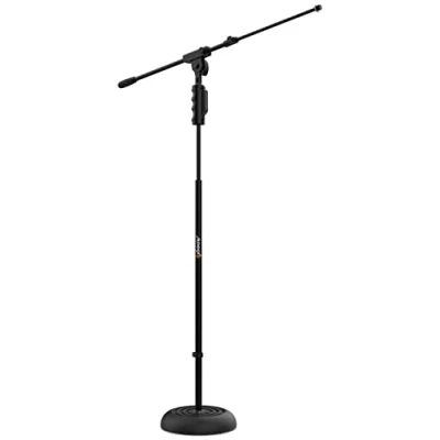 Imagen de Audibax Base 10E Soporte para Micrófono de Suelo Redonda Pie Estable Altura Regulable con Easy Block 85 a 147 cm Jirafa Duradero Sólida