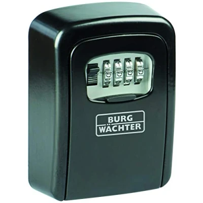 Imagen de BURG WÄCHTER Caja fuerte para llaves con código numérico de 4 dígitos exterior e interior, Segura, Montaje pared, Key Safe 30 SB, Negro