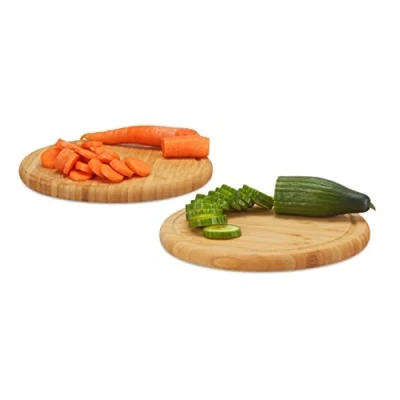 Imagen de Relaxdays Juego de Tablas Cortar para Cocina Grandes, Bambú, Beige, 2 x 30 cm, Unidades