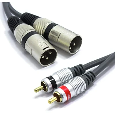 Imagen de VITALCO 2x XLR Macho a RCA 5m Cable Audio Adaptador de 3 Pines Doblo conectores estéreo Divisor pin Micrófono