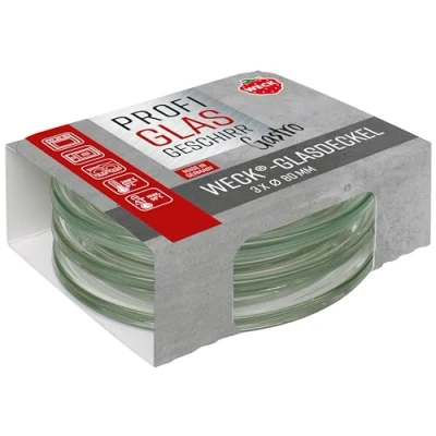 Imagen de Weck Juego de 3 tapas gastropack 80 mm (creaciones perfectas, aptas para horno, lavavajillas, estabilidad, vasos gourmet, tapas) 76129