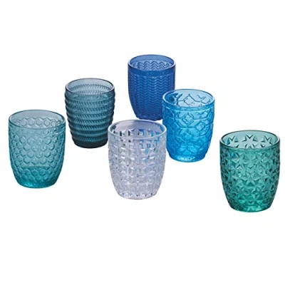 Imagen de Villa d&#039;Este Home Tivoli Geometrie Ocean Juego de 6 vasos agua 350 ml pasta cristal colores transparentes