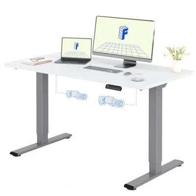 Imagen de FLEXISPOT Escritorio Elevable Eléctrico 120X80cm con Tablero Entero 2 Motor, Standing Desk, Mesa de 4 Opciones Memoria Inteligente para Oficina y Hogar Blanco