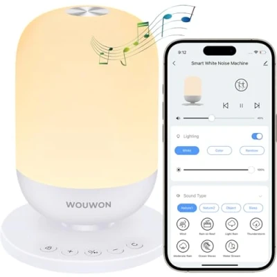 Imagen de WOUWON Baby White Noise Machine Sleep Sound 34 Soothing Sounds Timer Support APP Control de voz Cloud Alarm Clock