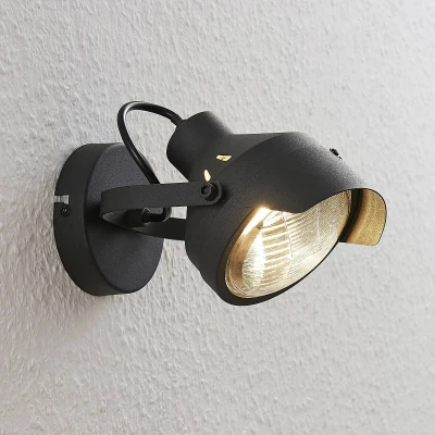 Imagen de foco &#039;Henega&#039; (Industrial) en Negro hecho de Metal e.o. para Salón &amp; Comedor (1 llama, GU10) Lindby empotrado, lámpara techo, pared