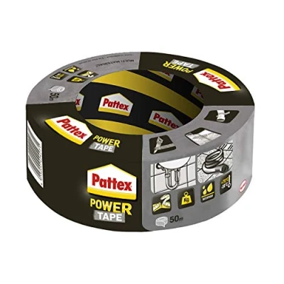 Imagen de Pattex Power Tape, cinta de tela extrafuerte para reparaciones y cargas pesadas, adhesiva casi todas las superficies, impermeable, paquete 1, 50 m x mm, gris plateado