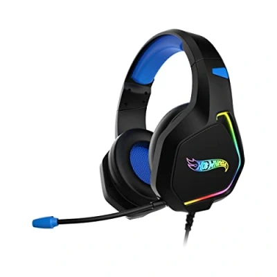 Imagen de KROM Auriculares Gaming Hot Wheels KANYON con micrófono flexible, Sonido 7.1, LED RGB efecto flow, Diadema Ajustable, Controlador volumen, USB, PC, PS4, PS5, Negro