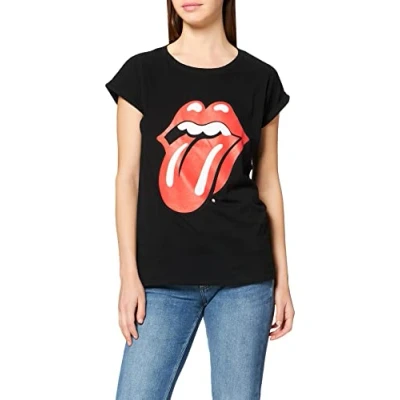 Imagen de MERCHCODE Rolling Stones Tongue, Camiseta Mujer, Negro, M