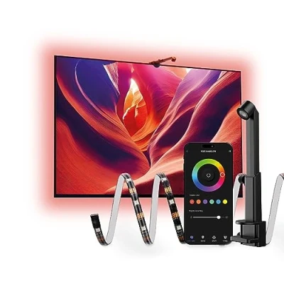 Imagen de KSIX AmbiGlow Tira Luces Led TV 55 75 Pulgadas, Sincroniza Audio y Video para Cine en Casa, 3,5metros, recortable, Luz Gaming, Conectado a App, Mando distancia