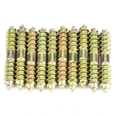 Imagen de 10 Unids 6 * 40Mm Tornillo Pasador Hierro Doble Terminación Chapado En Zinc Roscado Autorroscante Madera A Conexión