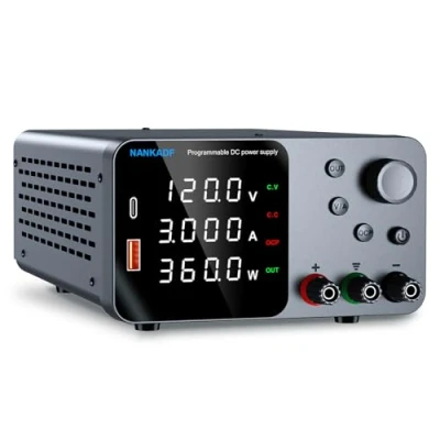 Imagen de Fuente de alimentación Laboratorio 120V 3A, CC Ajustable con Interfaz USB A/Tipo c, Ajuste codificador para y Mantenimiento electrónico