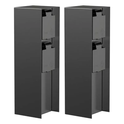 Imagen de ledscom.de 2 pzas. Toma de jardín Pilar POMI para Exterior, IP44, vías, Acero Inoxidable, Negro, Cuadrado, 23 cm
