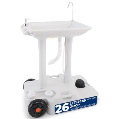 Imagen de SereneLife lavamanos portatil, Lavabo, Camping, Fregadero, Dispensador de jabon, Porta toallas, Exteriores, Actividades al aire libre, Tanque agua, Ruedas