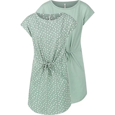 Imagen de ONLY OnlMAY S/S Vestido de verano para mujer, paquete 2 unidades, tallas XS, S, M, L, XL, XXL, a rayas, negro, 100 % algodón, S
