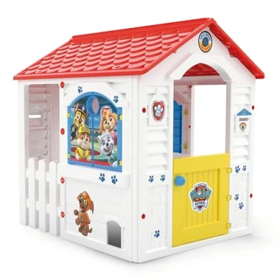 Imagen de Chicos Patrulla Canina Casita Infantil para Interior/Exterior Plástico Resistente y Duradero Montaje/desmontaje Sencillo rápido Color Blanco con tejado Rojo (89526)