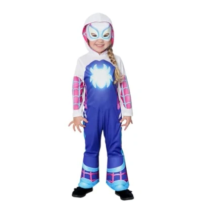 Imagen de Rubies Disfraz Ghost Spider Glow in dark Preschool para niñas, Jumpsuit, cubre botas y máscara, Oficial Marvel Carnaval, Navidad, Cumpleaños, Fiestas Halloween.