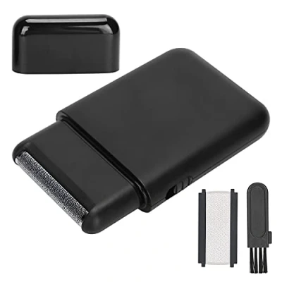 Imagen de afeitadora calva, eléctrica de láminas, maquinilla afeitar con carga USB, portátil viaje para hombres, recortadora barba