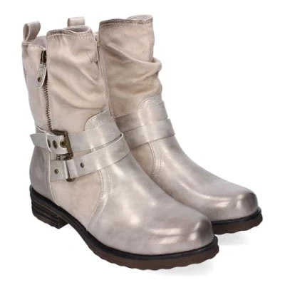 Imagen de shoes&amp;blues.es 85644 Botines para Mujer, Comodos y Elegantes, Diseno Moderno con Adornos Metalicos, Cierre Doble de Cremallera Correa Ajustable. Oro Talla 38