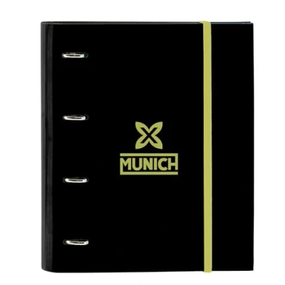 Imagen de MUNICH BEAT Carpeta 4 Anillas de 35 cm con 100 Hojas A4, Ideal para Niños Diferentes Edades, Cómoda y Versátil, Calidad Resistencia, 27x3.5x32 cm, Color Negro