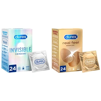 Imagen de Durex Preservativos Sensitivos Real Feel Sin Látex 24 uds + Invisible Extra 48 condones