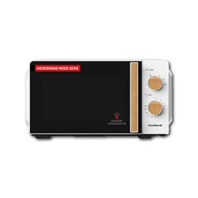 Imagen de Corberó Microondas 20 Litros CMICG270WOODN Potencia 700W Descongelar y Calentar Control Mecánico 5 Niveles Temporizador 30 Min Plato Giratorio 245mm Blanco Compacto,