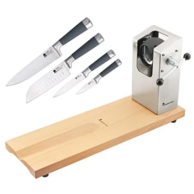 Imagen de Bergner Jamonero Masterpro 62 x 19,5 3,3 cm con set de 4 cuchillos cocina, PK3288