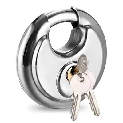 Imagen de 1 candado redondo de acero inoxidable, resistente, resistente a la intemperie, para exteriores, seguridad, con llave
