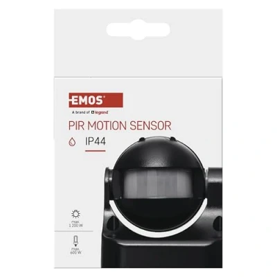Imagen de Emos Detector de Movimiento PIR Sensor IP44, 1 Pieza, Negro, G1125