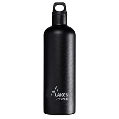 Imagen de Botella Térmica de Acero Inoxidable Doble Pared Aislada al Vacío Laken (0,75L Negro) Para Niños y Adultos/Para Gimnasio Deportes Resistente Duradera