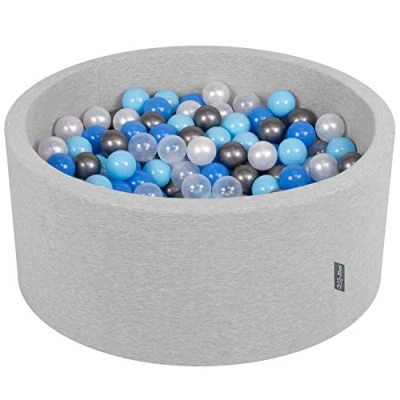 Imagen de KiddyMoon 90X40cm/300 Bolas ∅ 7Cm Piscina De para Ninos Hecha En La UE, Gris Clr:Perla/Azul/Azul Clr/Transparente/Plata