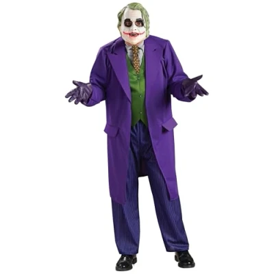 Imagen de Rubbies Disfraz de Joker Dark Knight Deluxe para hombre Talla XL Batman Gorros, máscaras y accesorios fiesta, multicolor, RUBIES 888632