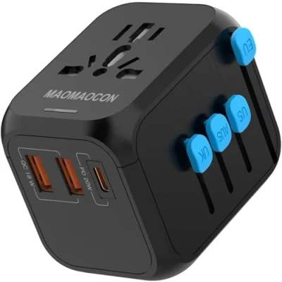 Imagen de MAOMAOCON Reiseadapter adaptador universal de viaje con PD20 W, 2 USB, 1 USB C y CA, enchufe, para Alemania, Estados Unidos, Inglaterra, Tailandia, Italia,