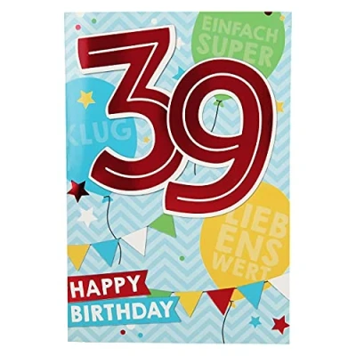 Imagen de Depesche 5698.052 tarjeta de felicitación con música, 39. Cumpleaños, multicolor , color/modelo surtido