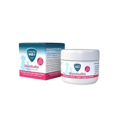 Imagen de Marsavet+ pomada cicatrizante de 30 ml, Combate Las inflamaciones en la Piel y apoya eficazmente curación heridas, para Perros, Gatos, Aves, roedores Caballos