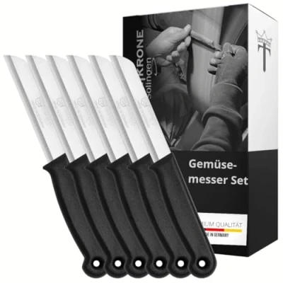 Imagen de Schwertkrone 6 cuchillo para pelar cuchillos de cocina largos y afilados fruta Made in Germany Solingen con hoja acero inoxidable afilada precisa 8,5 cm protector