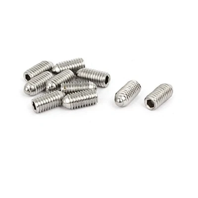 Imagen de sourcing map sourcingmap® M5x10mm Tornillo Prisionero de muelle acero inoxidable 304 con punta bola hexagonal 10pcs