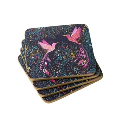 Imagen de Sara Miller India Collection Hummingbird Paradise Juego de 4 posavasos