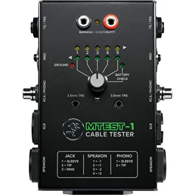 Imagen de MACKIE MTest 1 comprobador de Cables (Tester) con interruptor 6 pines y 7 tipos conectores: TRS TS 1/4&quot;, 1/8&quot;, XLR, RCA/Fono, Speakon, MIDI Banana