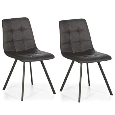 Imagen de VS Venta stock Set de 2 sillas Comedor Mila tapizadas Gris Oscuro, certificada por la SGS, 58 cm (Ancho) x 45 (Profundo) 86 (Alto)