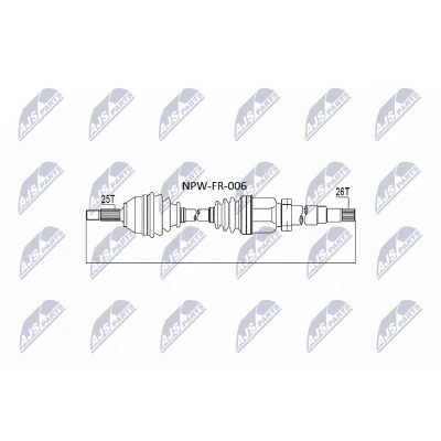 Imagen de NTY NPW FR 006 Árbol de transmisión Eje delantero Caja cambios manual, 5 marchas FORD: Focus Mk1 Hatchback